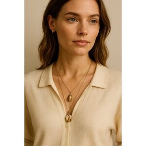 Vintage Layered Stone Pendant Necklace Teardrop Jasper Agate‎ Style Bohemian